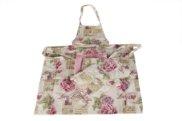 Mutfak Önlüğü Seti Love Letter Rose 3 Adet
