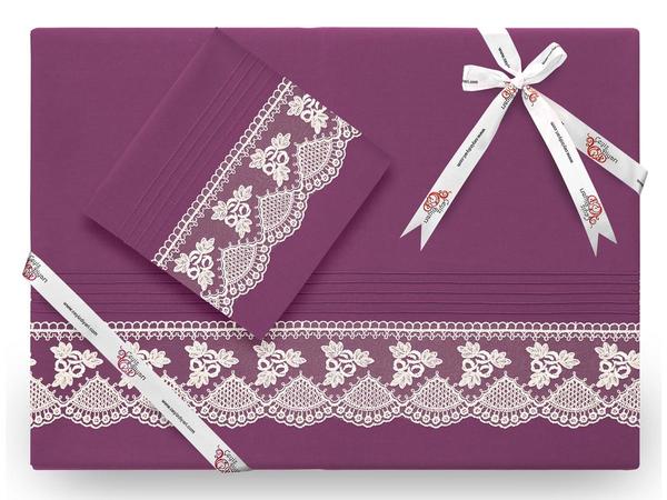 Monolithic Lux French Guipure Bettbezug Set Plum