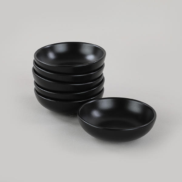 Mat Siyah Halka Çerezlik/Sosluk 10 Cm 6 Adet | Keramika