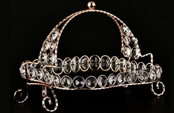 Dekonaz Lüks Kristal Dekoratif El Yapımı Servis Tabağı | Bakır