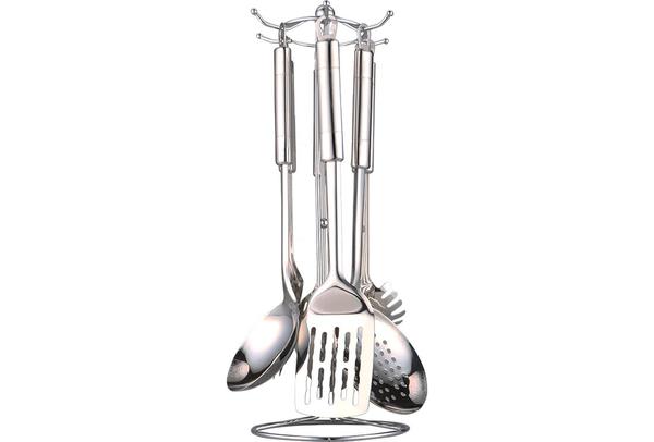 Almina Mutfak Servis Aletleri Seti 7 Parça Metal Stant | Al-4947