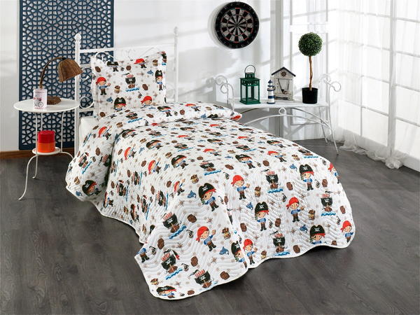 Belenay Baskılı Tek Kişilik Kapitone Yatak Örtüsü - Pirates