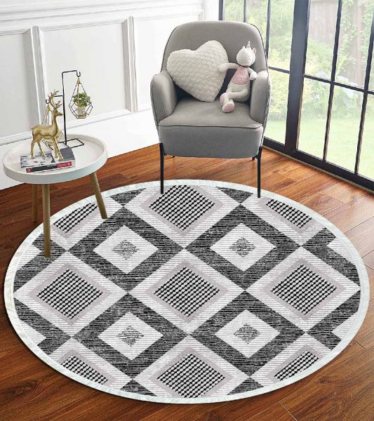 Birkilim Yuvarlak Yıkanabilir Dekoratif Halı İpeksi Kaymaz Taban | MLN-IP-YU-HT-963