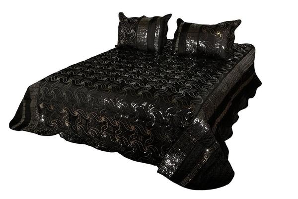 Lavella Maribel Yatak Örtü Takimi Siyah