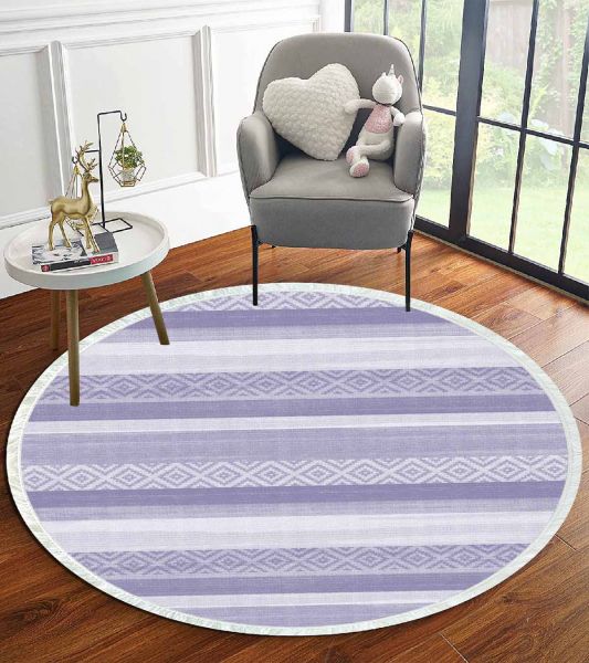 Birkilim Yuvarlak Yıkanabilir Dekoratif Halı İpeksi Kaymaz Taban | MLN-IP-YU-HT-1009