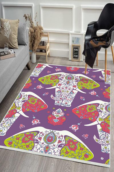 Birkilim Yıkanabilir Dekoratif Halı İpeksi Kaymaz Taban | MLN-IP-HS-444