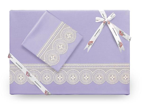 Ensemble housse de couette guipure unie Birella Lilas