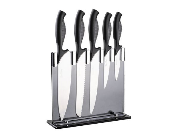 004-02-6 parça füme akrilik bloklu bıçak seti