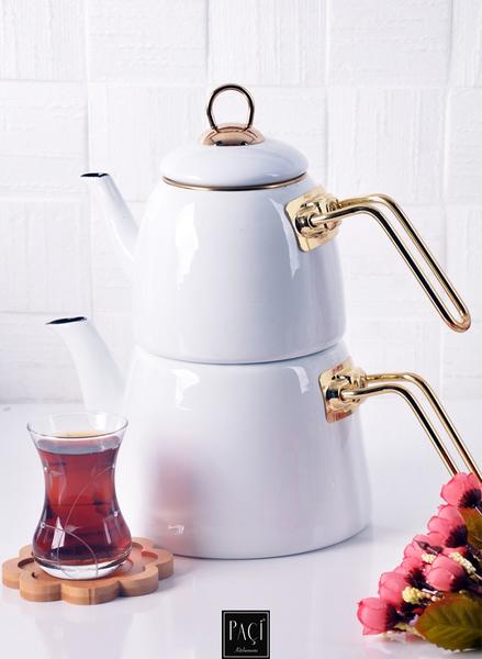 Bayev | Elite Class Beyaz Emaye Çaydanlık 1000-2000 ml