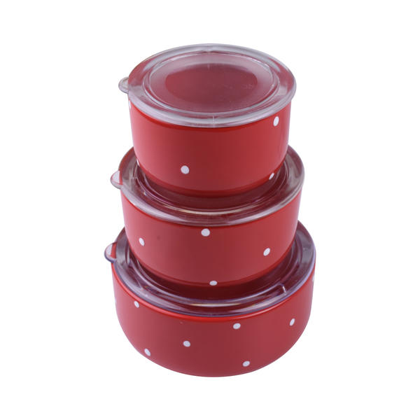 Flag Red Drops Polka Dots Storage Box 3 Pieces | Keramika