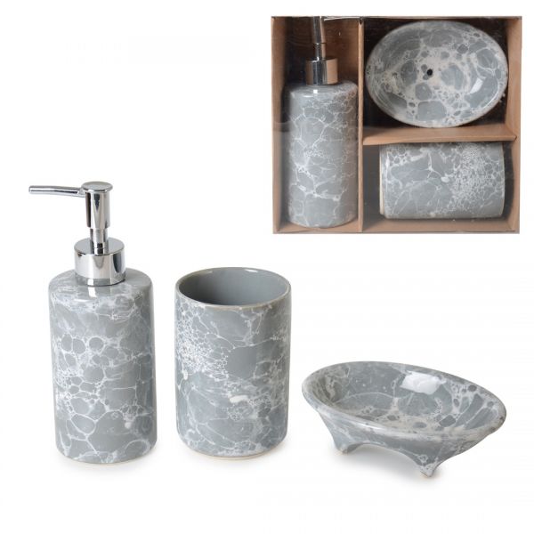 طقم حمام سيراميك 3 لتر من أنثراسيت رمادي | IPEK-SRB624