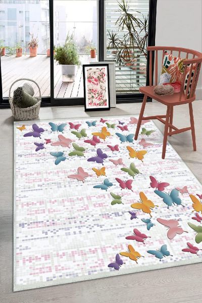 Birkilim Yıkanabilir Dekoratif Halı İpeksi Kaymaz Taban | MLN-IP-HS-184