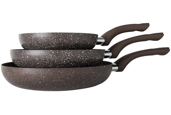 Olina | 3'lü | Tava Seti | Granit Kaplama | 20cm | 24cm | 28cm | Siyah | gp-0100