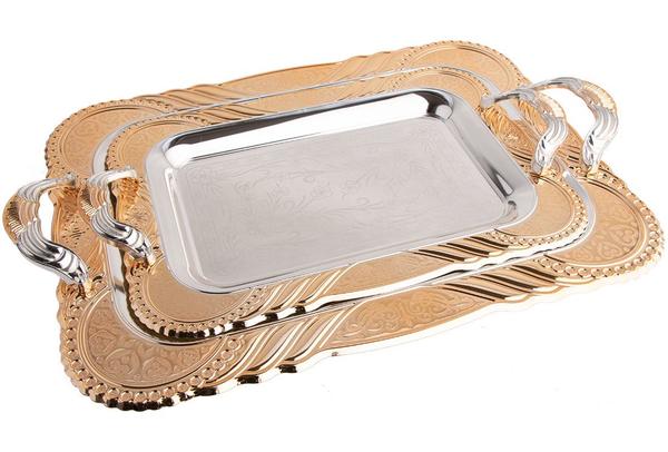 Almina 2 Parça Servis Tepsisi | Altın Gümüş | AL-0962-3-G