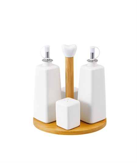 Acar | La Pure Bambu Standlı Kare Porselen Yağlık Sirkelik Tuzluk