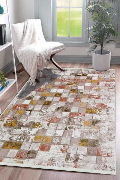 Birkilim Yıkanabilir Dekoratif Halı İpeksi Kaymaz Taban | MLN-IP-SD-369