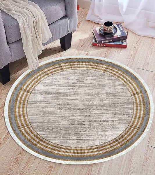 Birkilim Yuvarlak Yıkanabilir Dekoratif Halı İpeksi Kaymaz Taban | MLN-IP-YU-HT-662