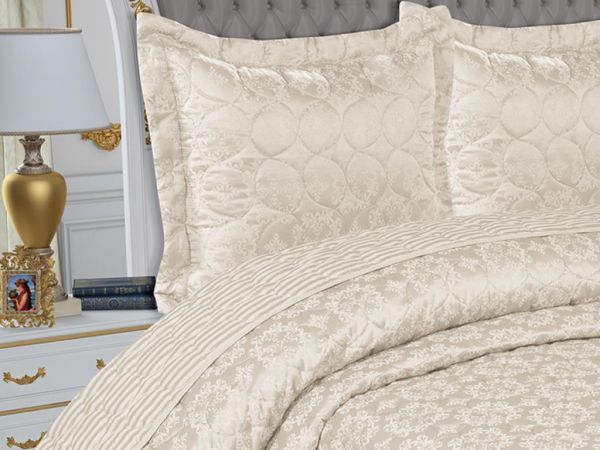 Canvas gesteppte Doppel-Tagesdecke Creme