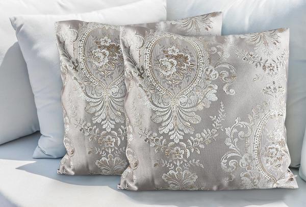 THC Dekoratif Yastık Kılıfı | 2 Parça | Gri & Krem | THC-0008