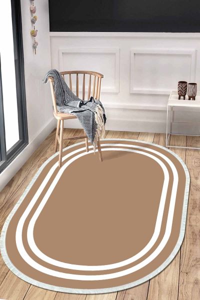 Birkilim Oval Yıkanabilir İpeksi Kaymaz Taban Dekoratif Halı | MLN-IP-O-HT-532