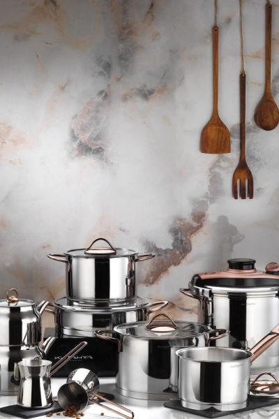 Kütahya Porselen Lindos 16 Parça Çelik Çeyiz Bronz