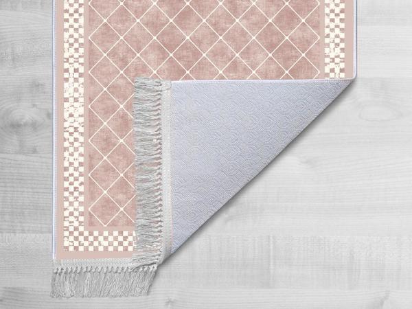 Kaymaz Taban Dijital Baskı Kadife Halı Dama Pudra 180x280 cm