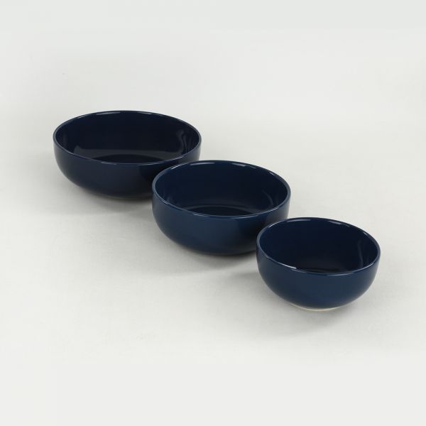Keramika | Nordic Bulut 3 Parça İndigo Mavi Salata/Çerez Seti