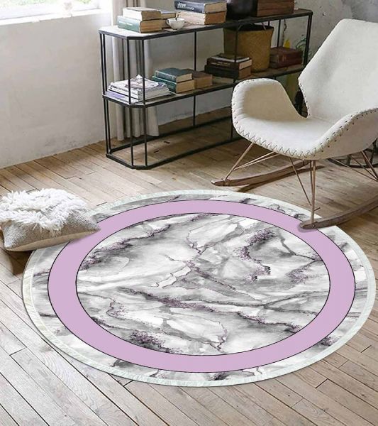 Birkilim Yuvarlak Yıkanabilir Dekoratif Halı İpeksi Kaymaz Taban | MLN-IP-YU-SD-426