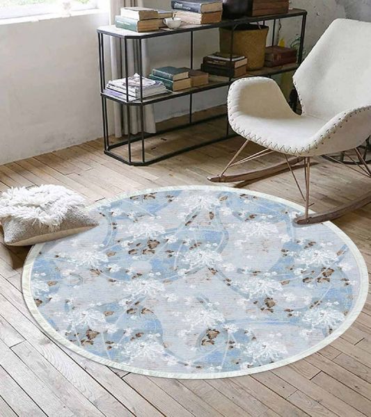 Birkilim Yuvarlak Yıkanabilir Dekoratif Halı İpeksi Kaymaz Taban | MLN-IP-YU-HT-253