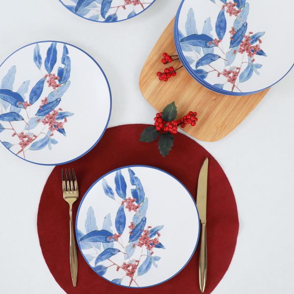 Blue Flowers Pasta Tabağı 20 Cm 6 Adet - 19768 | Keramika