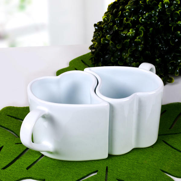 Beyaz Kalp Kupa 10 cm 2 Adet | Keramika