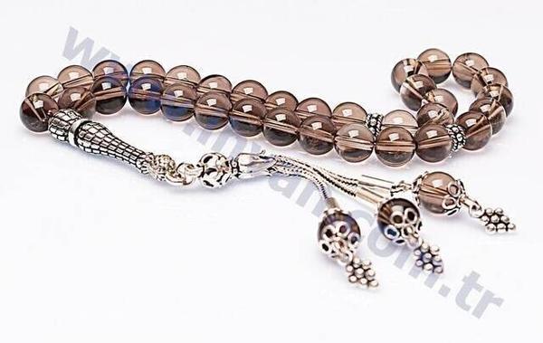 Dumanlı Kuvars Taşı Tesbih (925 AYAR GÜMÜŞLÜ)