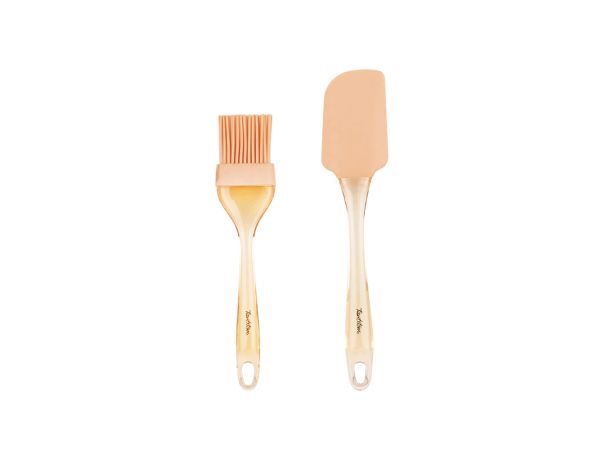 048-12-مجموعة فرشاة وملعقة سيليكون ملونة من السلمون