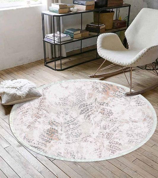 Birkilim Yuvarlak Yıkanabilir Dekoratif Halı İpeksi Kaymaz Taban | MLN-IP-YU-HT-213