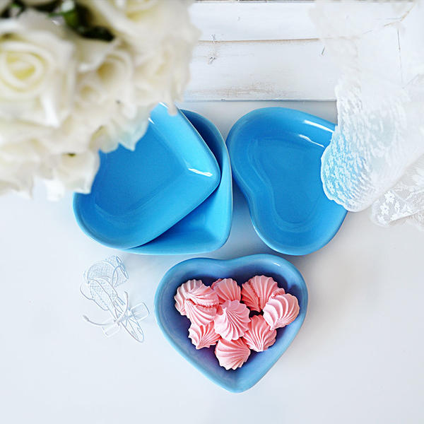 Mavi Kalp Çerezlik 13 Cm 6 Adet | Keramika