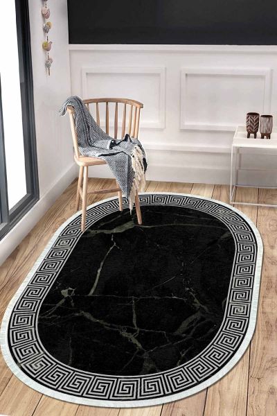 Birkilim Oval Yıkanabilir İpeksi Kaymaz Taban Dekoratif Halı | MLN-IP-O-HT-162