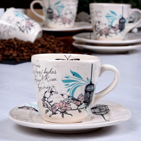 Retro Çay Fincan Takımı 12 Parça 6 Kişilik | Keramika