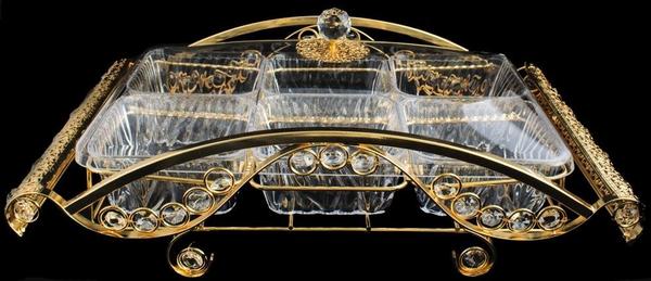 Dematex Lüks El Yapımı 6 Bölmeli Çerezlik | Altın