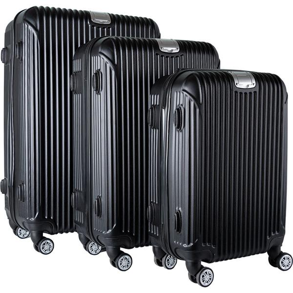 Star | Hard Case 3'lü Lüks Bavul Seti | 360° Dönen Tekerlekli | Siyah | TSA Kilitli | GP-0069-black