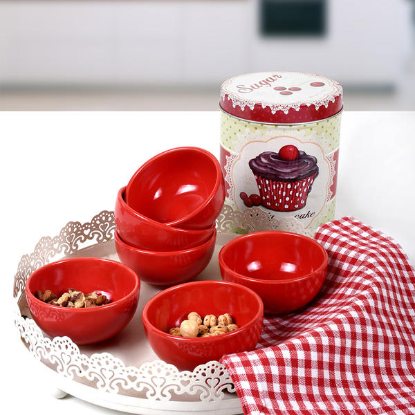 Red Flag Cloud Bowl 10 Cm 6 Pieces | K +