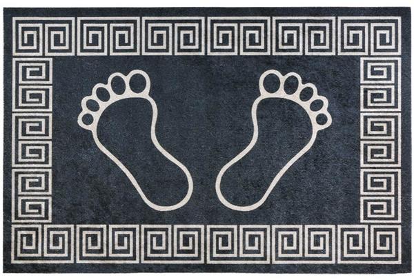 Dekonaz Yıkanabilen Kaymaz Ayak Paspası | 60x40cm | Siyah Beyaz |