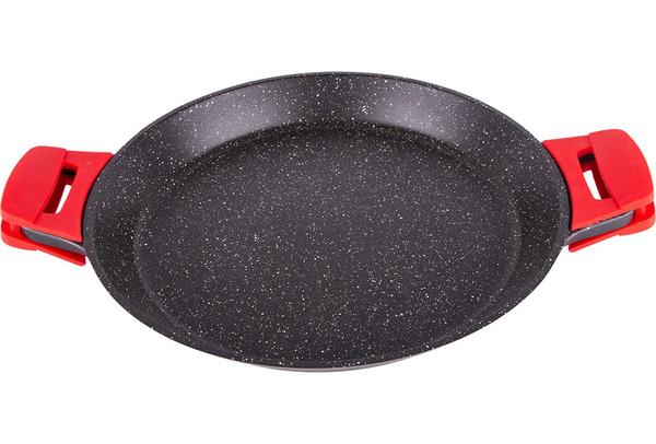 Bavary Granit Tava 38cm İndüksiyonlu | Slikon Tutuculu | Siyah | By-khhxp38