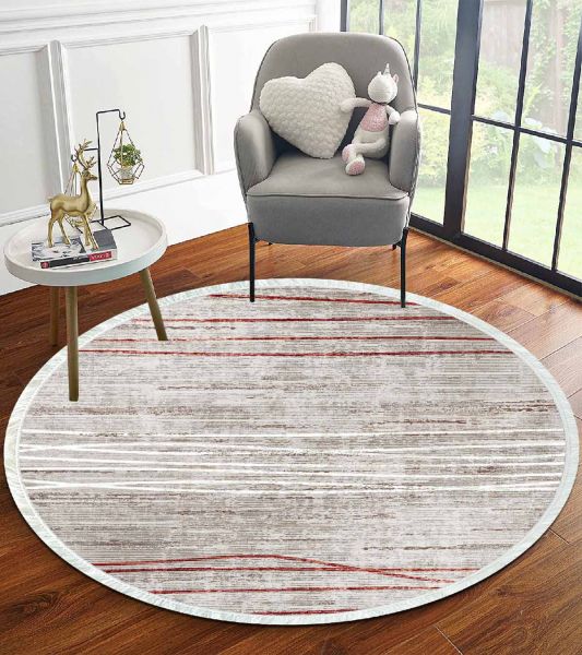 Birkilim Yuvarlak Yıkanabilir Dekoratif Halı İpeksi Kaymaz Taban | MLN-IP-YU-HT-701