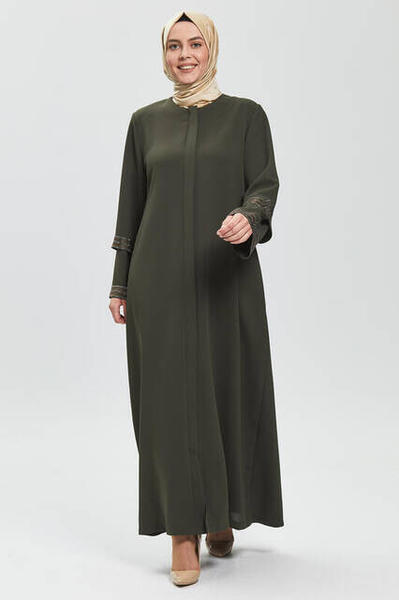 Derin Haki Kolu Çift Kat Ferace 9082-20