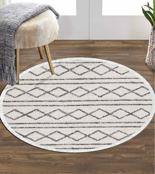 Birkilim Yuvarlak Yıkanabilir Dekoratif Halı İpeksi Kaymaz Taban | MLN-IP-YU-HY-1040