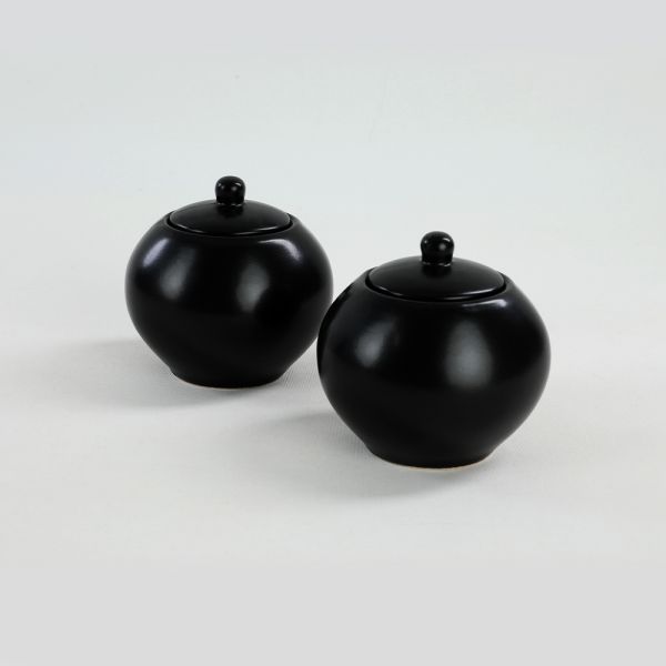 Zuckerdose schwarz matt 10 cm 2 Stück | Keramik