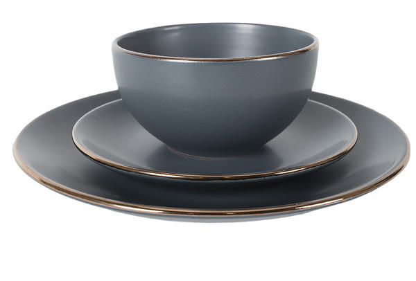 Hayal | 26 Parça Porselen Yemek Takımı Seti | Siyah