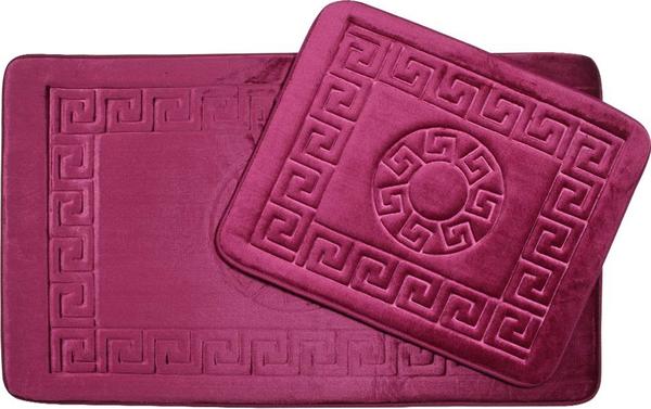 Vintage Premium Banyo Paspas Seti 2 Parça Bordo