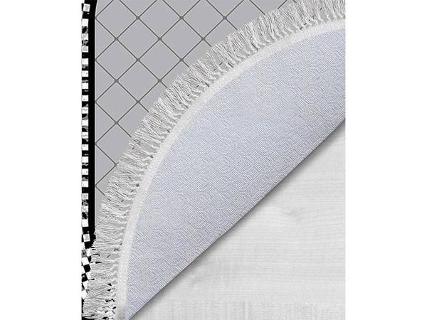 Oval Saçaklı 2'li Banyo Paspas Takımı Dama Gri