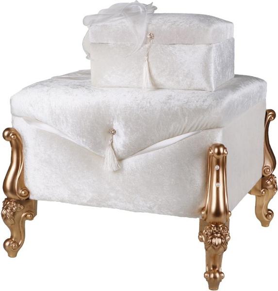 Magic Çeyiz Sandığı Büyük Boyut Altın Ayak Krem